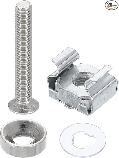 PATIKIL Rack Mount Cage Nut, Carbon Steel Rack Screws Zinc Square Snap-in Cage by PATIKIL