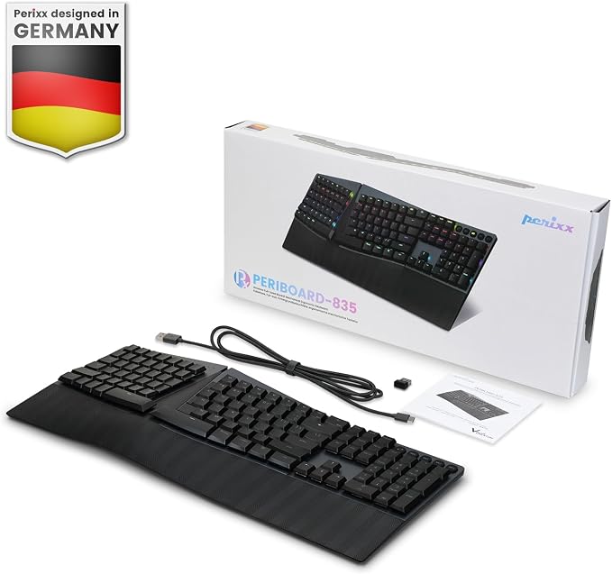 Perixx PERIBOARD-835RD Wireless Ergonomic Mechanical Keyboard - Image 8