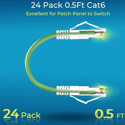 Rapink Patch Cables Cat6/ Cat6a 0.5ft Slim, Cat6a Ethernet Patch Cable 10G - Image 2