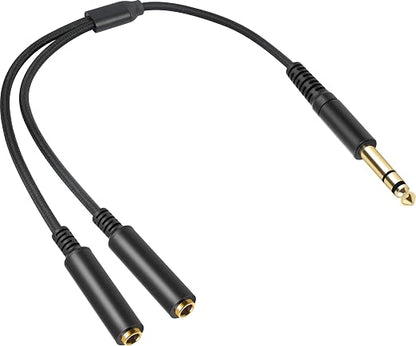 Devinal 1/4 inch TRS Splitter Cable, 6.35mm Stereo Y Cable, 1/4 Male Plug to by Devinal