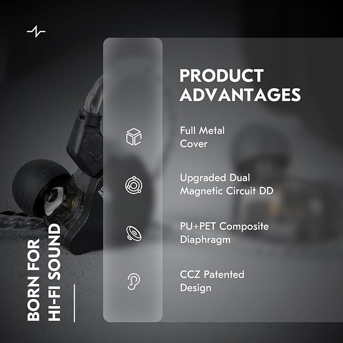 CCZ Solo Silver In Ear Monitor Wired IEM Headphone, DC02 Dual Magnetic Circuit - Image 3