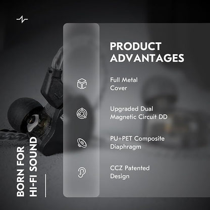 CCZ Solo Silver In Ear Monitor Wired IEM Headphone, DC02 Dual Magnetic Circuit - Image 3