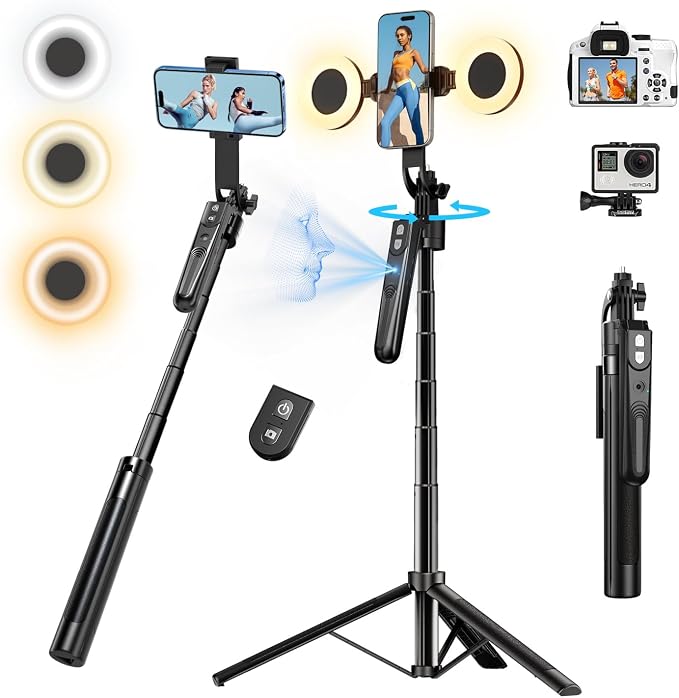 Auto Face Tracking Tripod with 360 Rotation Stand, 70.9" Ai Motion Tracking by Stjiatu