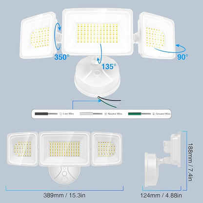 Onforu 100W Smart Flood Lights Outdoor, 3 Adjustable Heads, 9000LM Dimmable - Image 9
