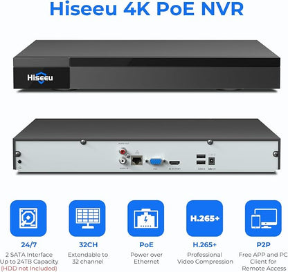 Hiseeu 4K 32 Channel PoE NVR Network Video Recorder - Image 4
