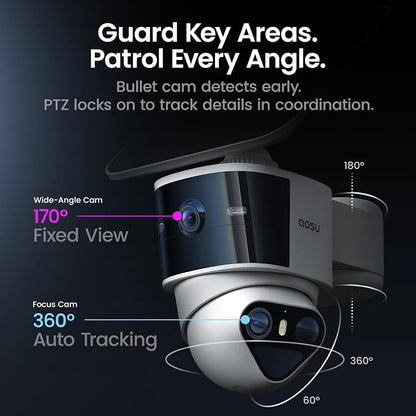 aosu T2 Pro Solar Security Cameras Wireless Outdoor, 4 Cam Kit, 3K Dual Cam No - Image 3