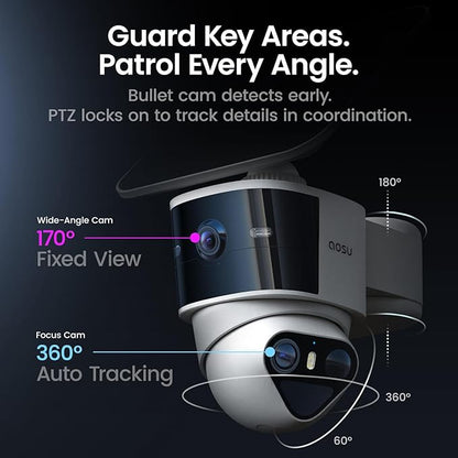 aosu T2 Pro Solar Security Cameras Wireless Outdoor, 2 Cam Kit, 3K Dual Cam No - Image 3