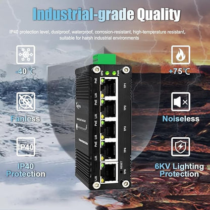 Industrial Managed 5 Port PoE Ethernet Switch, Mini Gigabit Networking Switch - Image 5