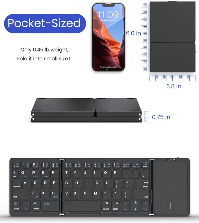 Foldable Bluetooth Keyboard, Folding Portable Wireless Keyboard - Image 9