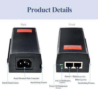 Revotech Gigabit 90W PoE++ Injector 54-56V Adapter, 10/100/1000Base-T IEEE - Image 4