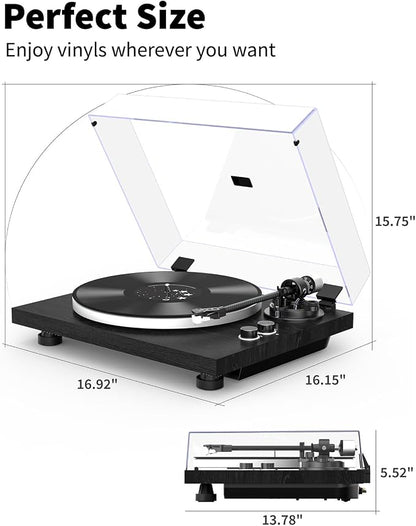 Turntable Vinyl Record Player Support Bluetooth Output Phono/Line Switch Pitch - Image 6