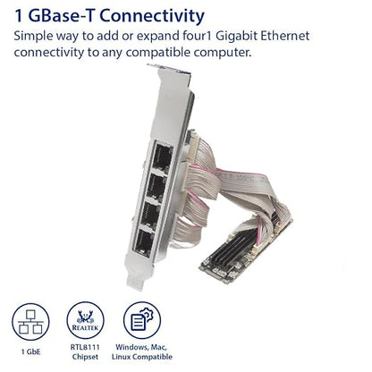 IO CREST 4 Ports Gigabit M.2 M+B Key Ethernet Card SI-PEX24092 - Image 2