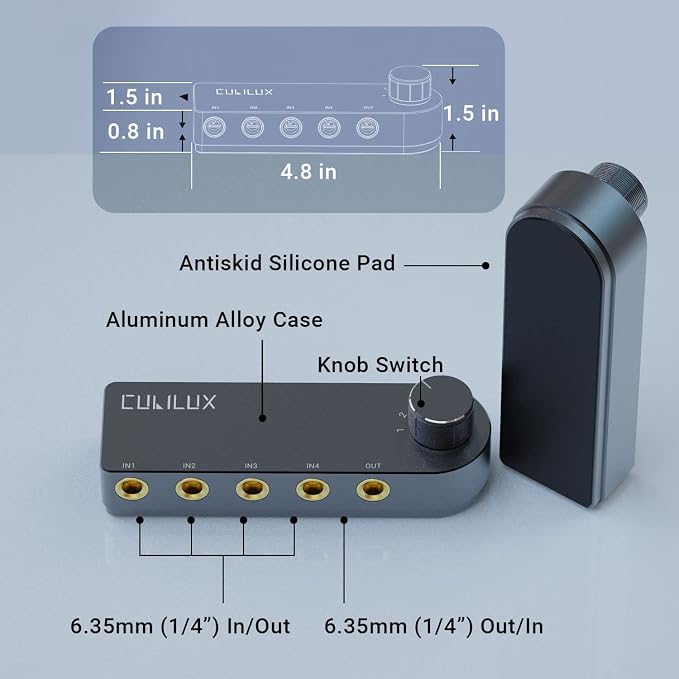 Cubilux Bidirectional 4-Channel 6.35mm Audio Selector, 1x TRS to 4X TRS Stereo - Image 6