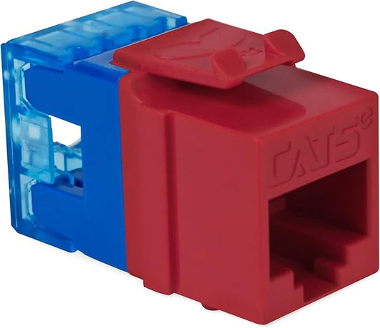 ICC CAT5e Keystone Jack with Slim Profile 180 Degree Punch Down, RJ45 UL Listed by ICC