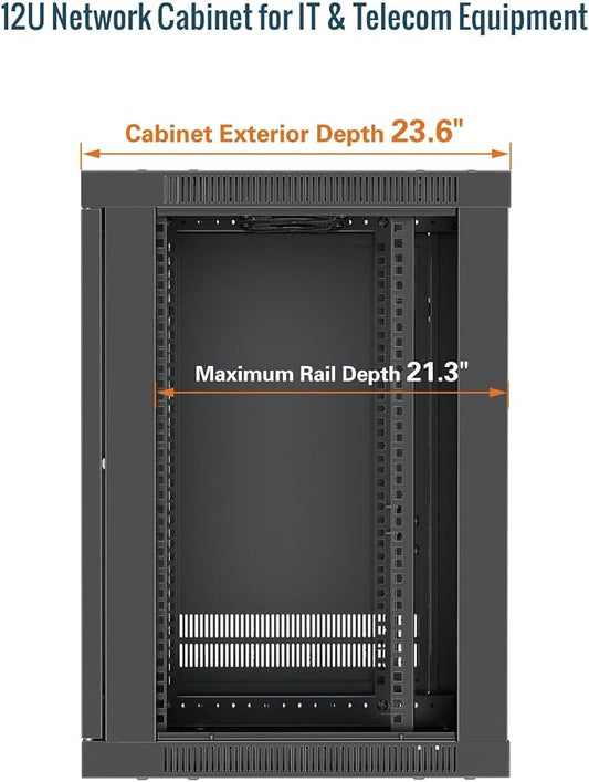 Tecmojo 12U Wall Mount Rack Cabinet, Heavy-Duty 176 Lbs High Load Capacity - Image 2