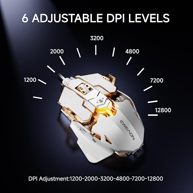 EWEADN G5 Wired Gaming Mouse, Ergonomic RGB Computer Mouse, 12800 Adjustable DPI - Image 4