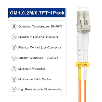 FLYPROFiber- 0.2M OM1 LC to LC Fiber Patch Cable, Length Options: 0.2m-100m - Image 4