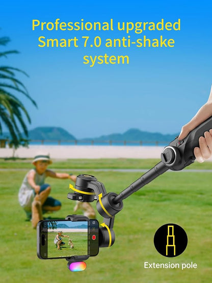 Gimbal Stabilizer for Smartphone, Phone Gimbal w/8" Extension Rod, Profession - Image 3