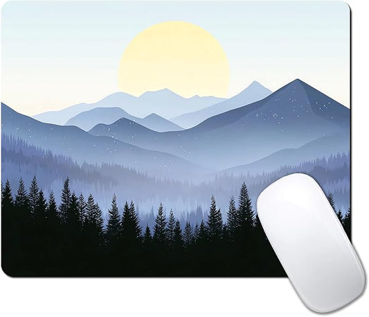 Misty Forest Moon Mountain Custom Mouse Pad by IMAYONDIA