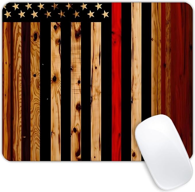 Wood American Flag Mouse pad Customized Mousepad Non-Slip Rubber Base Mouse Pads by Goodsprout