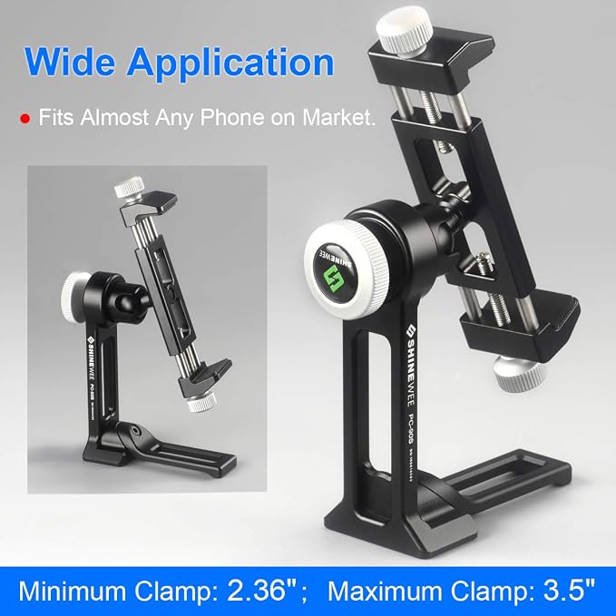 Metal Phone Tripod Mount Adapter, Arca Dovetail and 1/4" Screw Mount, - Image 3