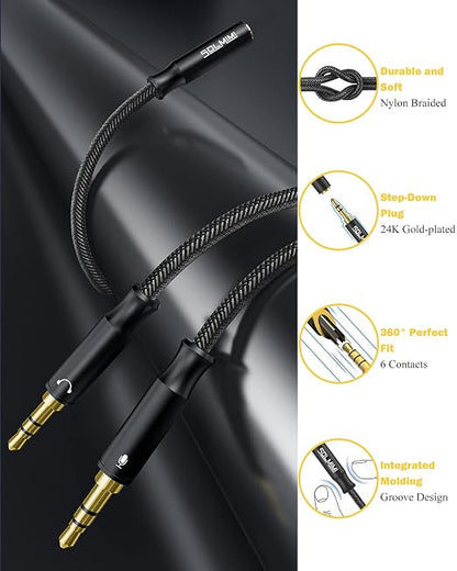 3.5mm Headset Splitter for PC 2 Pack, Crystal-Nylon Braid Female to Dual 3.5mm - Image 3
