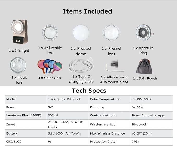 Harlowe Iris Content Creator Lighting Kit 5W Bi-Color Portable LED Light - Image 8