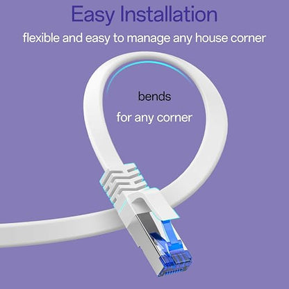 Cat8 Flat Ethernet Cable 6 FT Indoor & Outdoor, Invisable Ultra-Thin Ethernet - Image 5