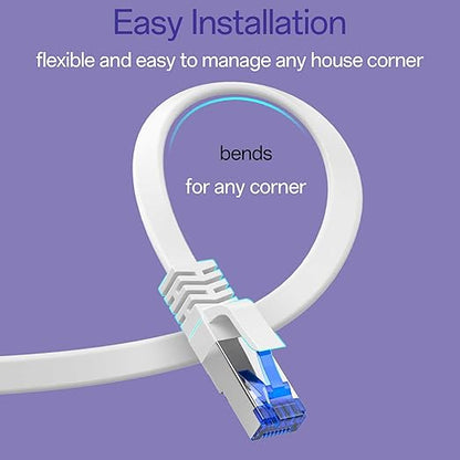 Cat8 Flat Ethernet Cable 50 FT Indoor & Outdoor, Invisable Ultra-Thin Ethernet - Image 5