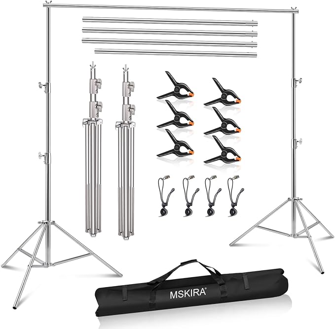 9.2 x 10 Ft Stainless Steel Backdrop Stand Heavy Duty, MSKIRA Adjustable by MSKIRA