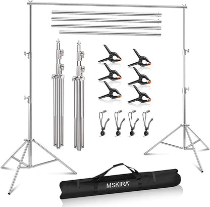 9.2 x 10 Ft Stainless Steel Backdrop Stand Heavy Duty, MSKIRA Adjustable by MSKIRA