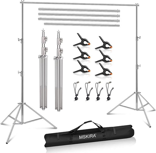 9.2 x 10 Ft Stainless Steel Backdrop Stand Heavy Duty, MSKIRA Adjustable by MSKIRA