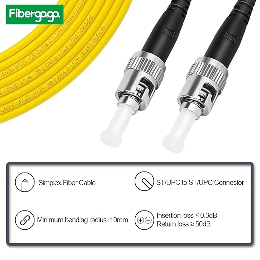 Fibergaga-10m OS2 ST to ST Fiber Patch Cable, Single Mode, Length Option: - Image 2