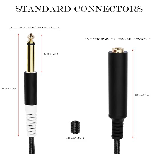 1/4 TRS Female to Dual 1/4 TS Y Splitter Cable Adapter, 1/4" Female TRS to Dual - Image 5