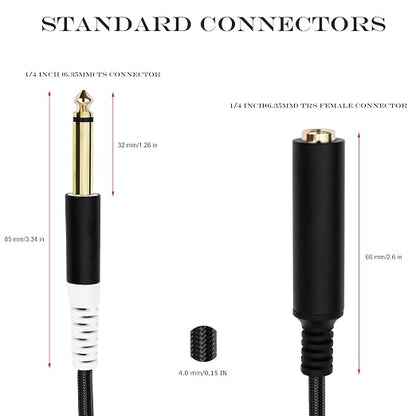 1/4 TRS Female to Dual 1/4 TS Y Splitter Cable Adapter, 1/4" Female TRS to Dual - Image 5