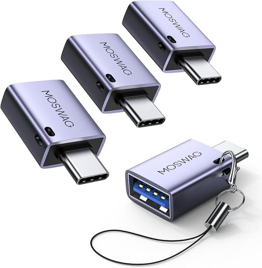 MOSWAG USB C to USB Adapter 4 Pack, USBC Male to USB 3.0 Female MacBook Pro Air by MOSWAG