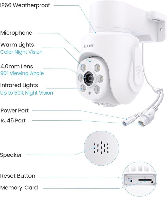 ZOSI 3K 5MP Plug-in Wired WiFi Security Camera, Wi-Fi 6 New Technology - Image 8