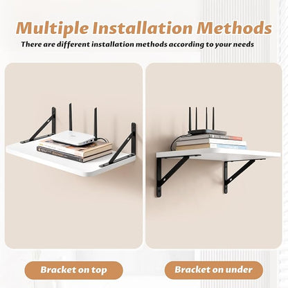 Floating Projector Shelf for Wall, Solid Wood AV Wall Mount Shelf for Router - Image 8
