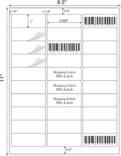 1" x 2-5/8" Address Labels 3000 Labels Sticker Paper - Image 2