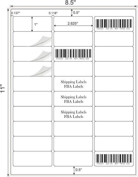 1" x 2-5/8" Address Labels 3000 Labels Sticker Paper - Image 2