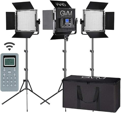 LED Video Light GVM 672S CRI97+ TLCI97+ 22000lux Dimmable Bi-color 3200K-5600K by GVMGreatVideoMaker
