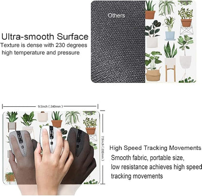 Mouse Pad, Cute House Plants Mouse Pads, Square Washable Cloth Personalized - Image 3