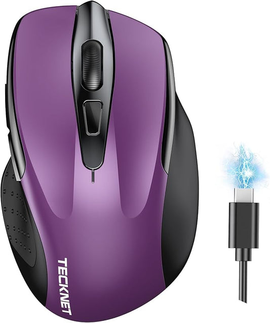 TECKNET Wireless Mouse Rechargeable 4800 DPI Silent USB A & Bluetooth Mouse 6 by Tecknet