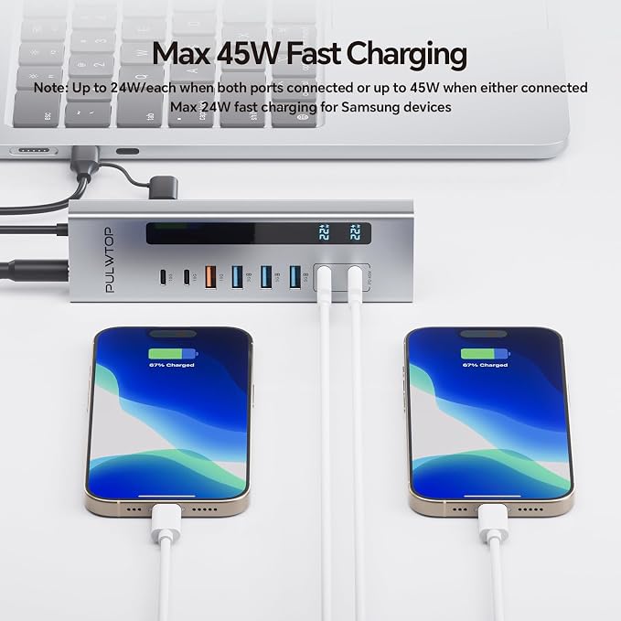 Powered USB C Hub, PULWTOP 11-in-1 USB Hub - Image 5