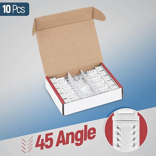 Everest 45° Angled RJ45 Cat6 Keystone Jacks 10-Pack in White - Image 2
