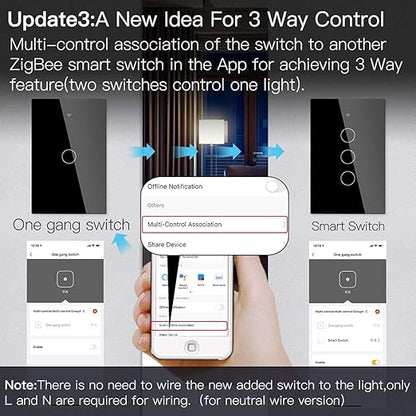 MOES ZigBee Smart Touch Wall Light Switch, Requires Tuya ZigBee Hub, No Neutral - Image 4
