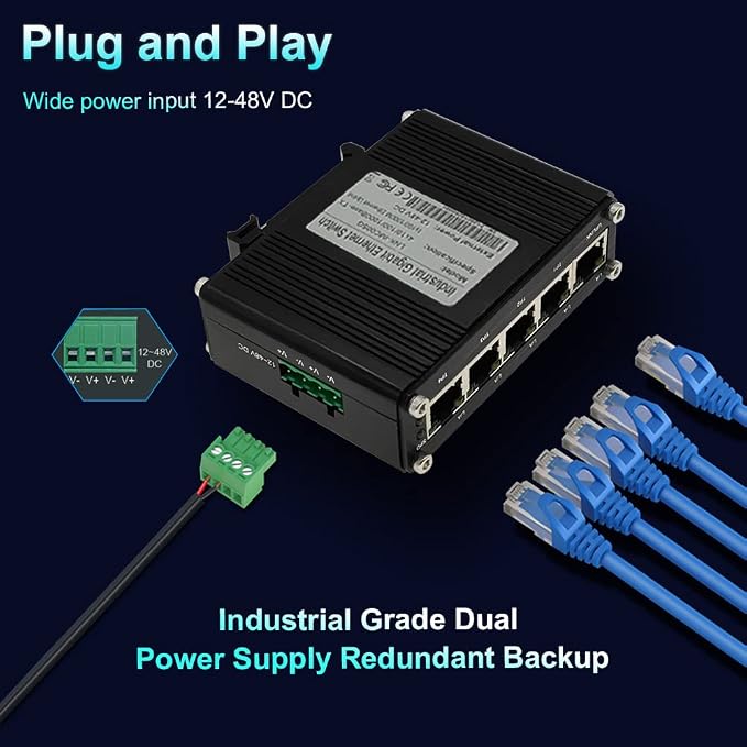 Mini Industrial 5 Ports Gigabit Switch Hardened 5 Port RJ45 10/100/1000Mbps - Image 5