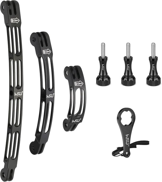HSU Aluminum Alloy Curved Extension Arm Kit Metal Pole Mount Helmet Stick by HSU