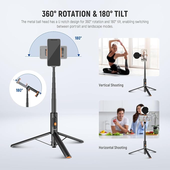NEEWER 57.9" Selfie Stick Tripod Compatible - Image 3