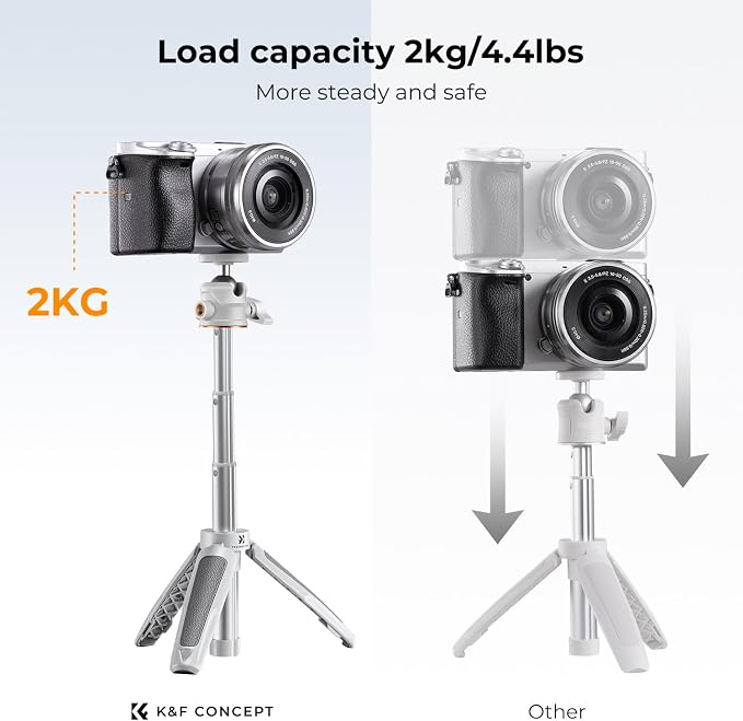 K&F Concept Selfie Stick Tripod, 360 Degree Rotation Mini Phone Stand - Image 3